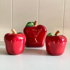 Vintage Apple Ceramic Salt Pepper Shakers Napkin Holder